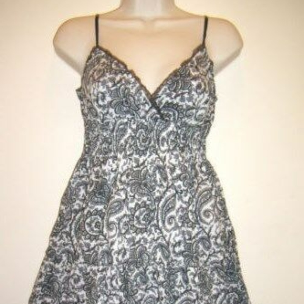 Black White Paisley Print Dress